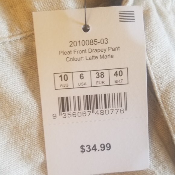 NWT Pleat Front Drapey Linen Blend Pant - Picture 4 of 4